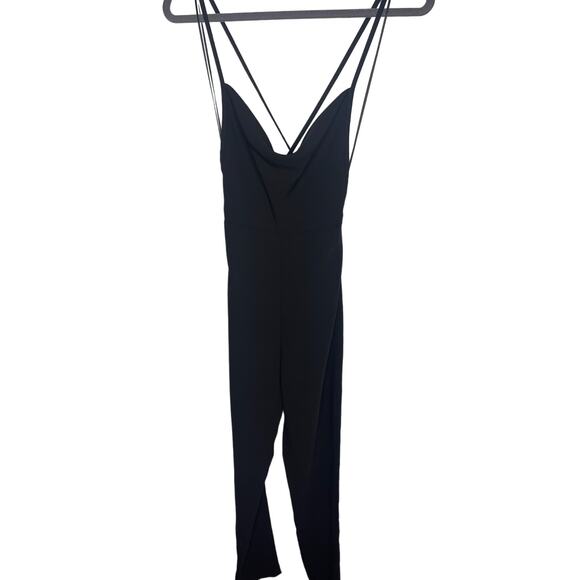 Amanda Uprichard Janet Jumpsuit Overall with Tie Back Black Solid Size XS - Picture 8 of 13